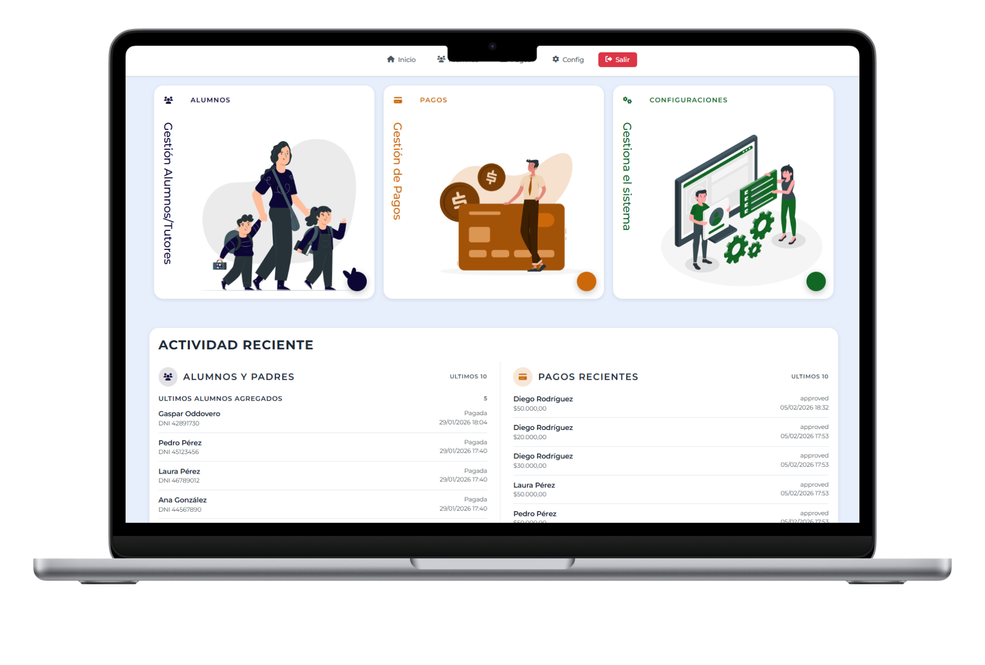 Mockup Sistema Administrativo para Academia de Ingles